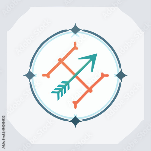 いて座のミニマルな星座バッジベクターアイコン 矢のような星のつながり