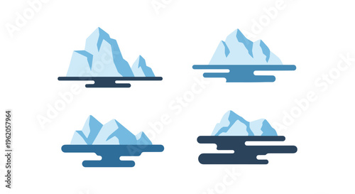 Ice Floe Line art vector set clean minimal shapes