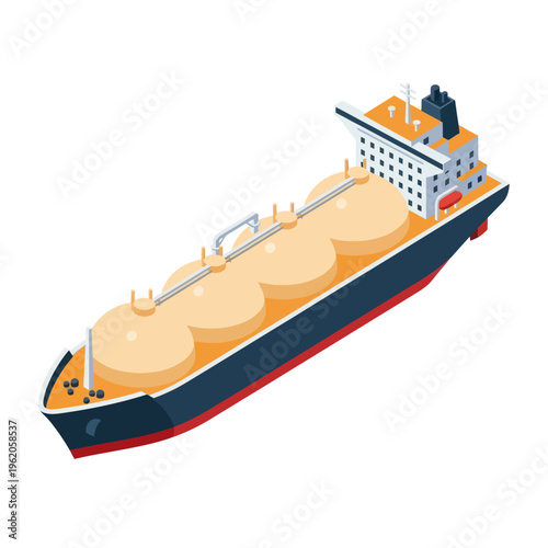 Isometric LNG Carrier - A Detailed View of a Modern Gas Tanker.