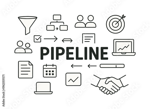Clear sales pipeline management and deal tracking concept focused on monitoring opportunities, moving prospects through stages and closing deals efficiently in