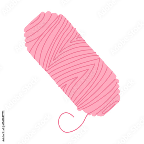 Pink spool of sewing thread, needlework and clothing design element.,illustration of craft supplies, textile and materials for needlework. Illustration of needlework accessory isolated on white, tailo