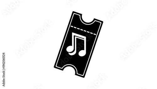 Music Concert Ticket, black isolated silhouette