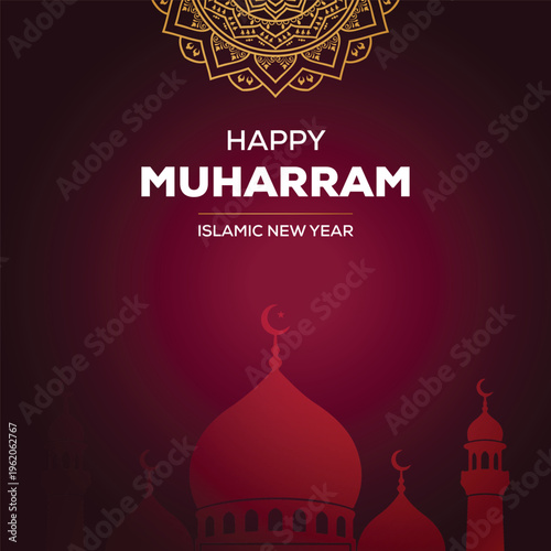 Happy muharram islamic new hijri year black background