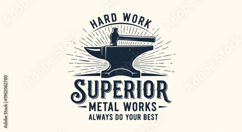 Vintage Design with Anvil Against Gradient Background concept for branding,  advertising, and  website design.