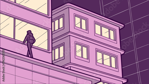 Cyberpunk Purple Gradient Floating Glass Panels with Soft Glow Effect