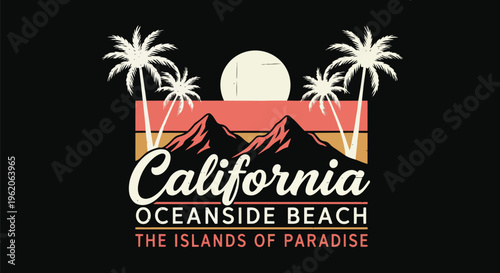 Modern Tropical Design with Mountains and Palms against a Gradient Background ideal for travel brochures, website banners, and social media campaigns.