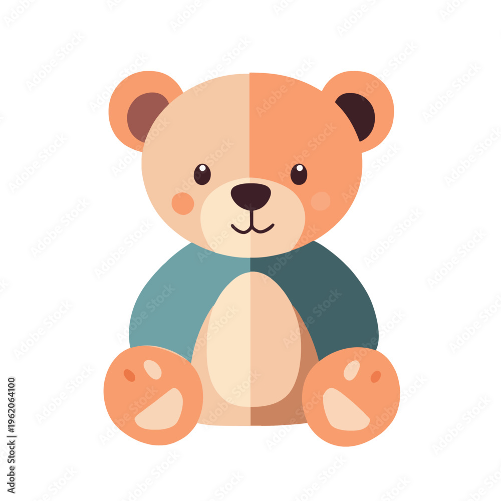 Obraz premium Teddy Bear Illustration Cute Style Isolated on White Background. Playful Design Element for Kids Room Decor, Nursery Art, Baby Shower Invitations, and Children's Books. Vector Graphic Toy.