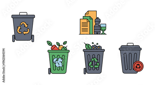 Household waste recycle Line creative minimal shapes vector