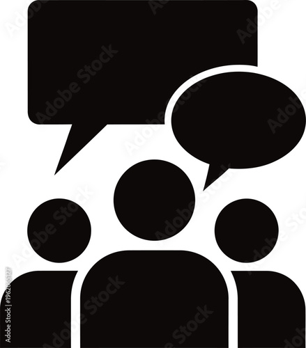 A group of people communicating with speech bubbles
