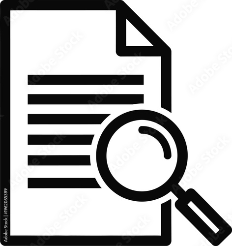 Document search icon with magnifying glass