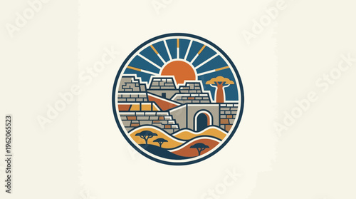 Abstract African Landscape Design in a Circle