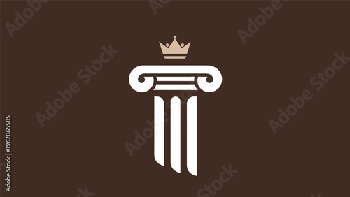 Εκτύπωση καμβά Elegant column logo on a brown background