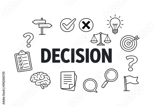 Clear decision making and problem solving concept focused on evaluating options, choosing the best path and improving outcomes in a structured professional or
