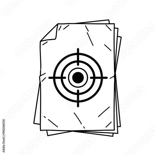 A stack of papers with a target symbol on top, representing goals and objectives in a business or strategy setting.