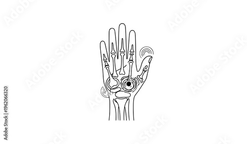 Hand arthritis line icon joint inflammation medical vector illustration