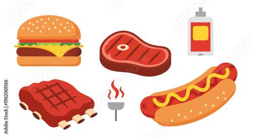 A variety of grilled fast food.