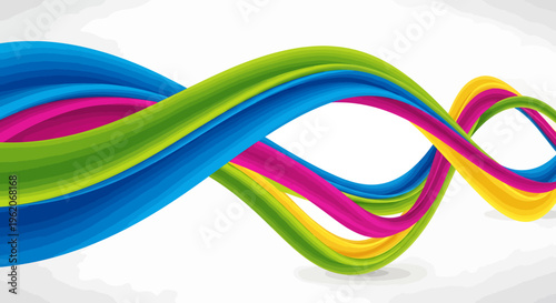 Vibrant colorful swirling ribbon design element.
