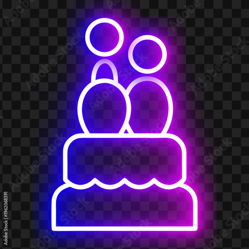 Neon Wedding Cake Icon Celebration Design