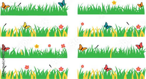 Colorful Butterfly Silhouette Vector Icon Set Featuring Vibrant Wings In Yellow Blue Orange Green Red And Purple Tones