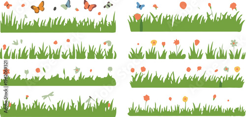 Colorful Butterfly Silhouette Vector Icon Set Featuring Vibrant Wings In Yellow Blue Orange Green Red And Purple Tones