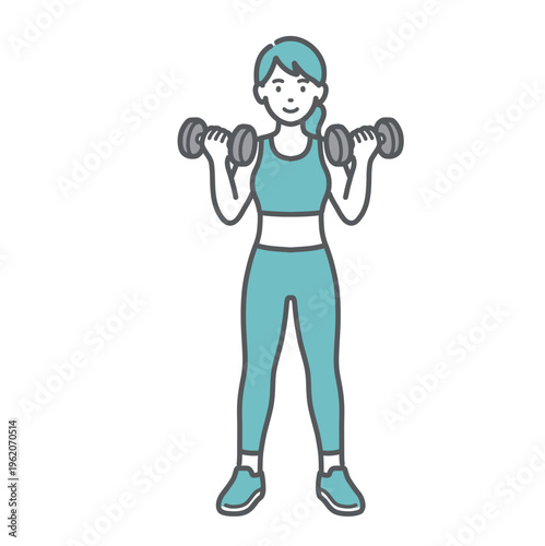 ダンベルでトレーニングする女性