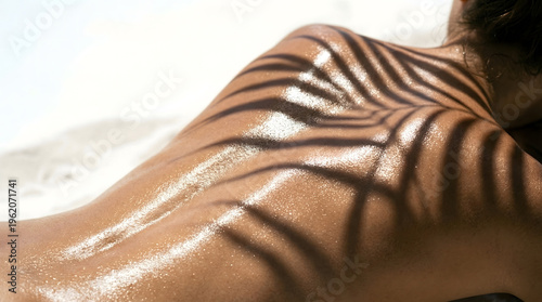 Close-up of zebra stripes pattern on smooth brown skin texture with natural light