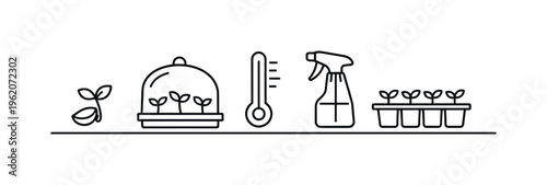 Seed germination monitoring and early plant development tracking for optimized crop establishment and agricultural planning efficiency, seed sprout, humidity dome, thermometer