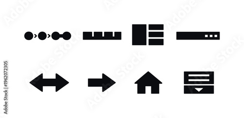 UI navigation structure: breadcrumb path, tab menu, sidebar navigation, top navigation bar, dropdown menu, back arrow, forward arrow, home icon
