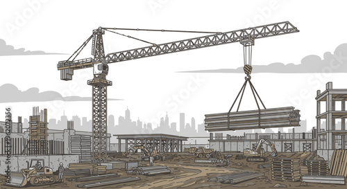 Large construction crane lifting heavy load.