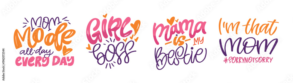 Obraz premium Lettering about mom. Happy Mother's Day - cute trendy hand dtawm doodle lettering print. T-shirt design, mug print, sticker.