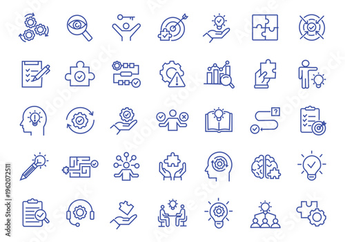 Problem Solving icon set. Editable line icons. Vector illustration.