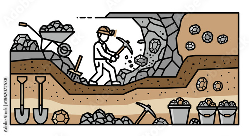 Man working in a mine tunnel.