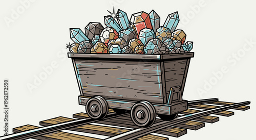 Mine cart filled with precious gems.