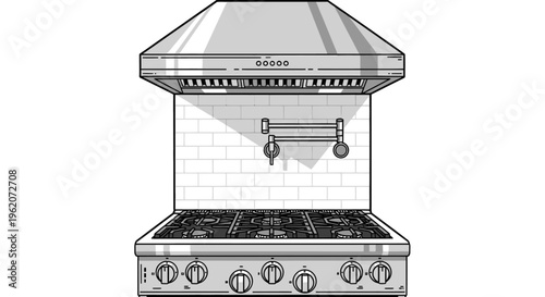 Stainless Steel Kitchen Range Hood Stove.