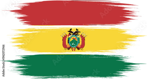 Bolivia Flag with Brush Stroke Effect, National Emblem and Colors for Artistic, Cultural, and Geographic Designs