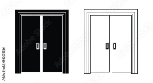 Two door frames one black and one white side by side