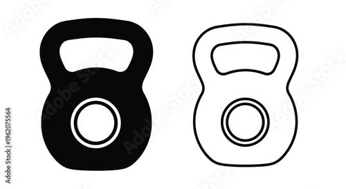 Two kettlebell icons one black and one white side by side