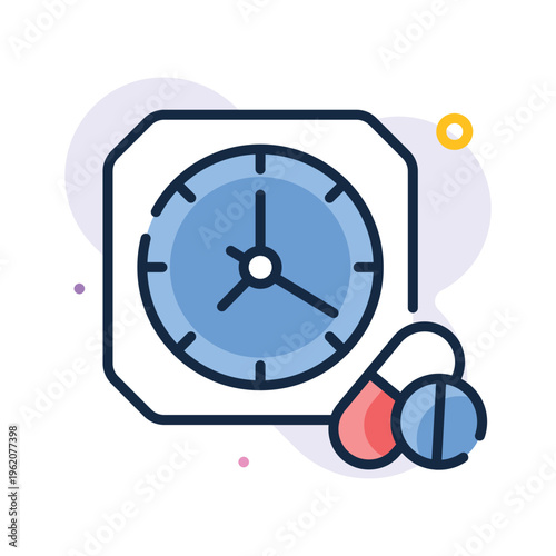 Premium outline icon representing medicine time and dosage schedule