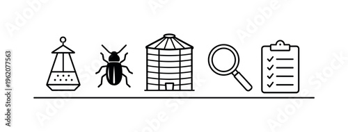 Grain storage insect monitoring using pheromone traps and inspection routines for early infestation detection and quality preservation in agricultural facilities, pheromone trap