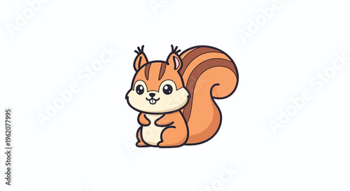 Cute cartoon squirrel with tail.