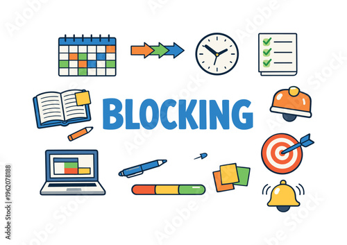 Time blocking and structured scheduling concept focused on dividing the day into dedicated slots, planning focused sessions and maintaining control over tasks