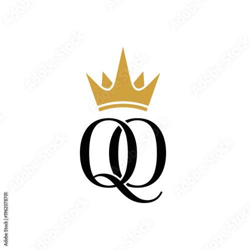 Elegant Queen Crown Logo with Interlocking QQ Letters, Royal Symbol, Luxury Brand Identity