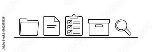 File organization and document management system for keeping digital and physical information structured and easy to access, folder, document, checklist sheet, archive box, and