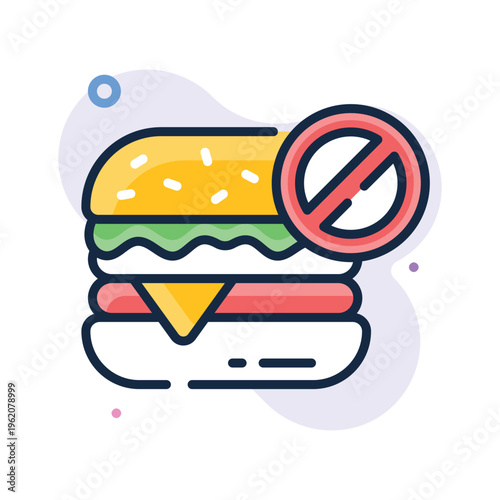Well designed outline icon representing no junk food healthy lifestyle