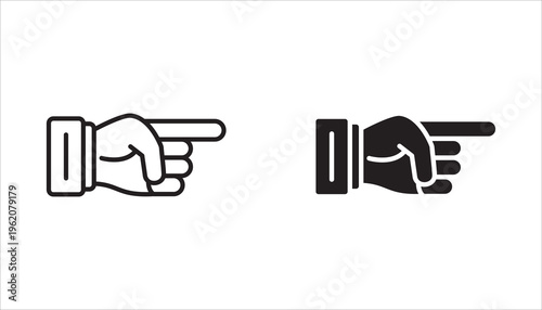 Hand icon collection. Vector icons of hands, pointing, palms.