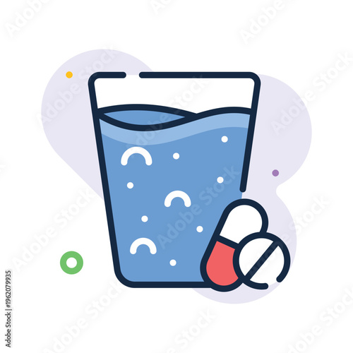Well designed outline icon representing taking medicine dosage process