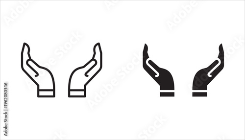 Vector hand icon set, perfect for conveying the concepts of prayer, giving, receiving, help and support.