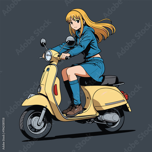 anime vector image of a scooter