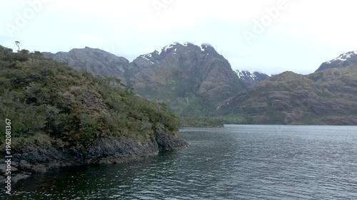 Wallpaper Mural Calbuco chile patagonia river lake nature mountain trees clouds winter dusk morning drone Torontodigital.ca