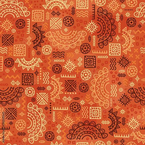 Hand drawn  abstract seamless pattern, ethnic background, simple style - great for textiles, banners, wallpapers, wrapping - vector design